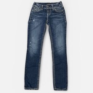 Women's SILVER JEANS Suki Straight Leg Jeans Size 26x32 Thick Stitch